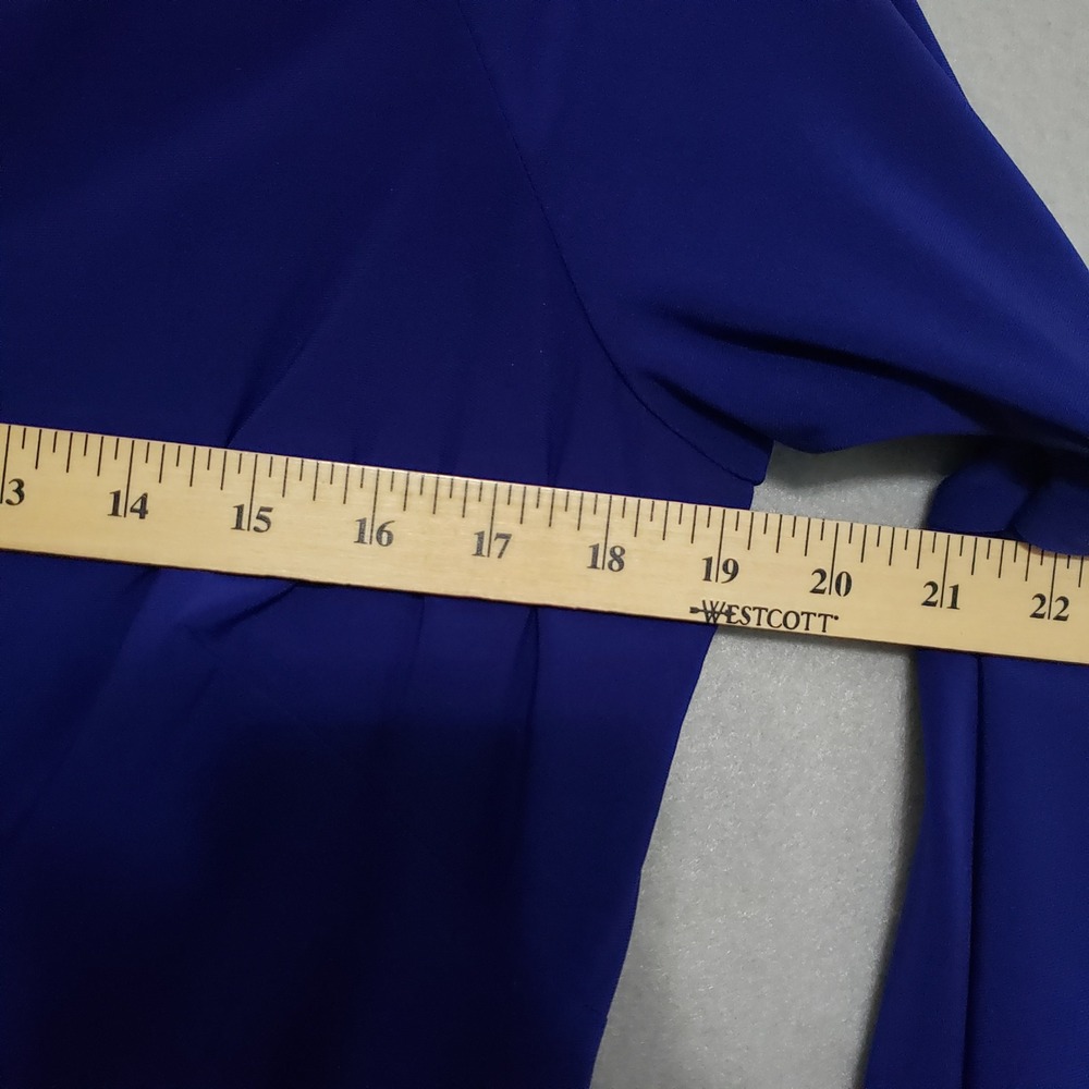 Lauren Ralph Lauren 16 Dress Royal Blue Bell Sleeve Ruched Cocktail Formal Party - Picture 14 of 16